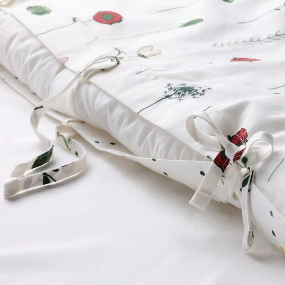 White Floral Dot Duvet Cover with Colorful Accent Prints